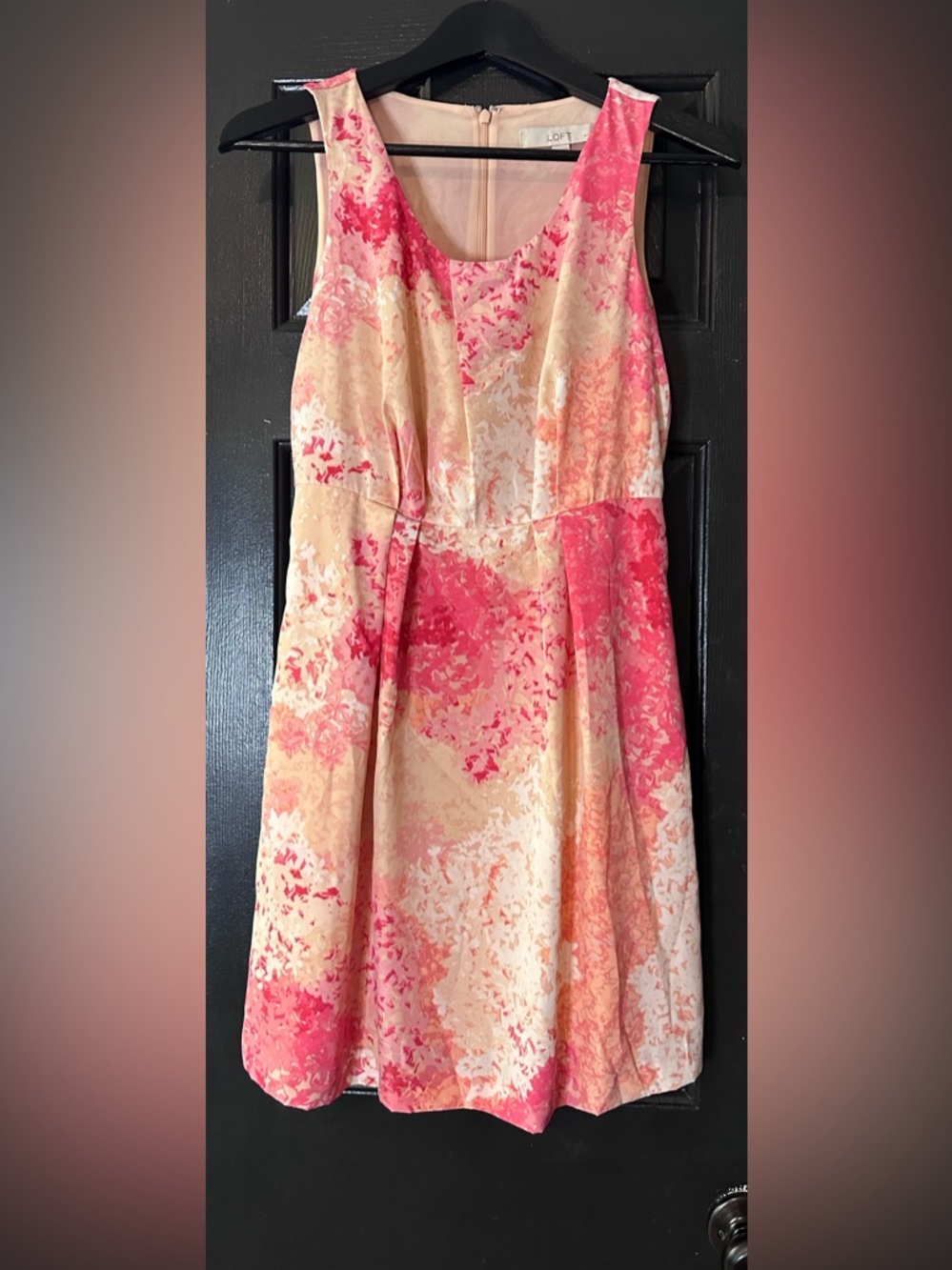 LOFT Petite Pink & Cream Floral Spring Wedding Guest Dress, 0 Petite